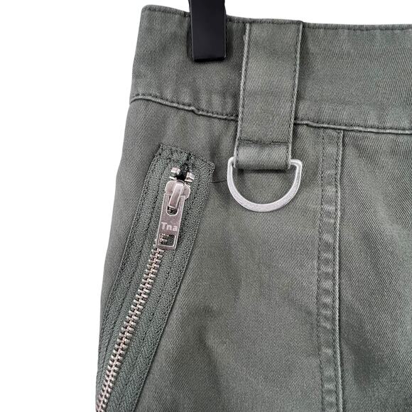 TNA Size XS Pants Jogger Cargo Green Zippered Pockets Cotton High Rise - Picture 2 of 4